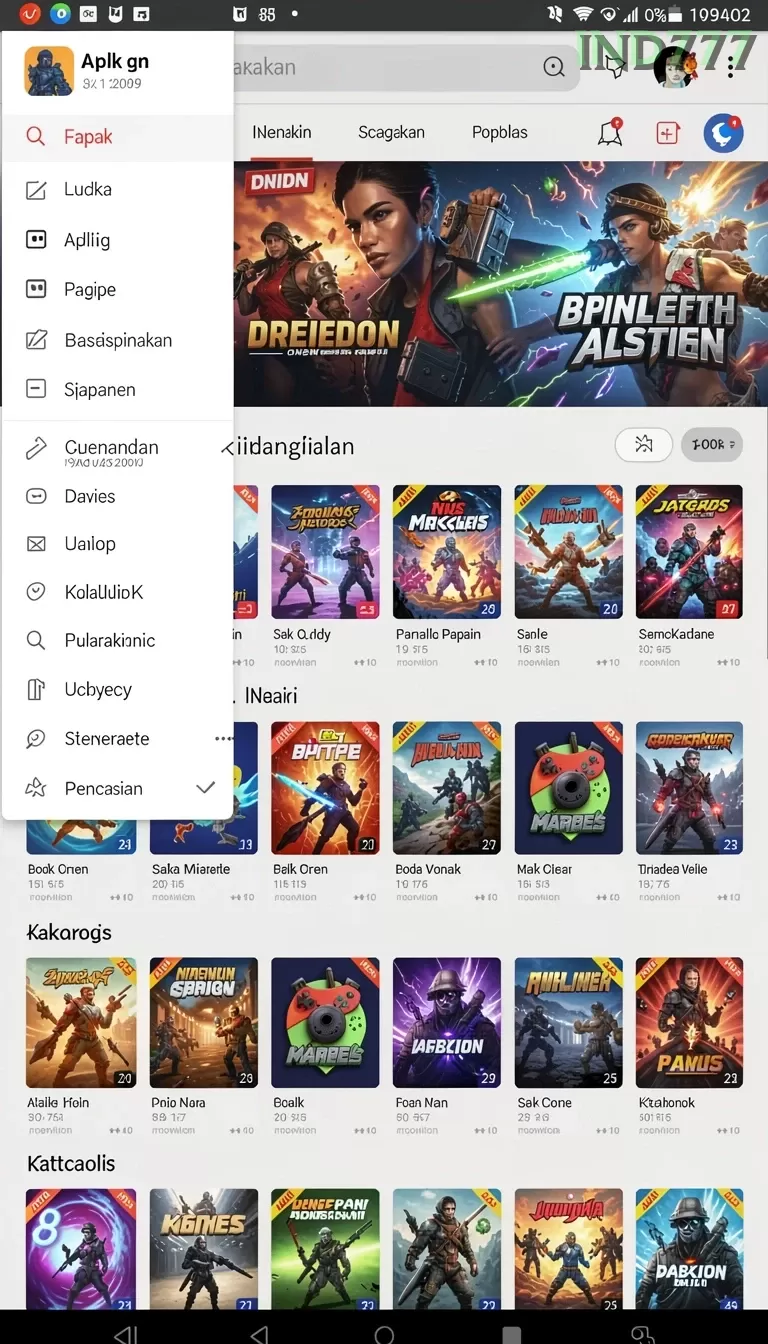 Cuplikan layar SLOT88MAX — menu navigasi